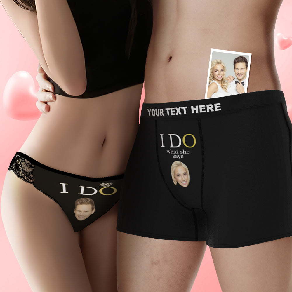 Custom Face Yes I Do Couple Underwear Personalized Underwear Valentine's Day Gift - MyFaceBoxer