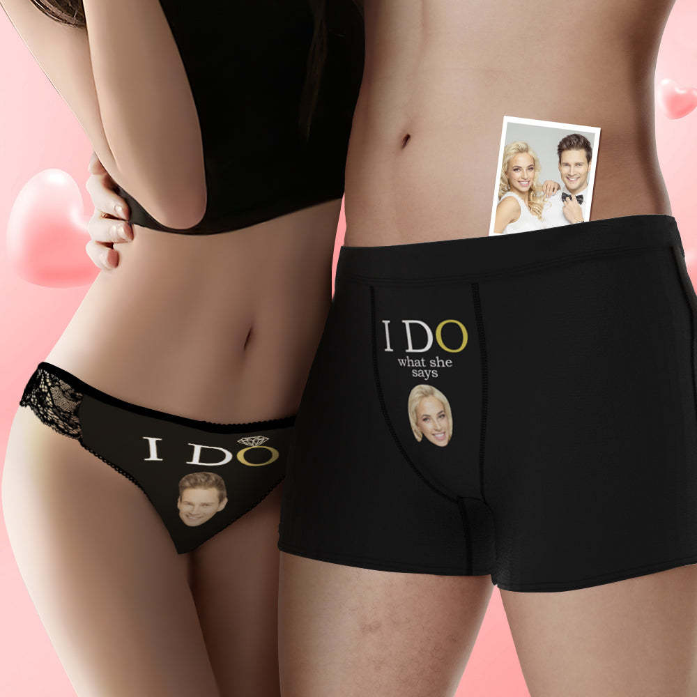 Custom Face Yes I Do Couple Underwear Personalized Underwear Valentine's Day Gift - MyFaceBoxer