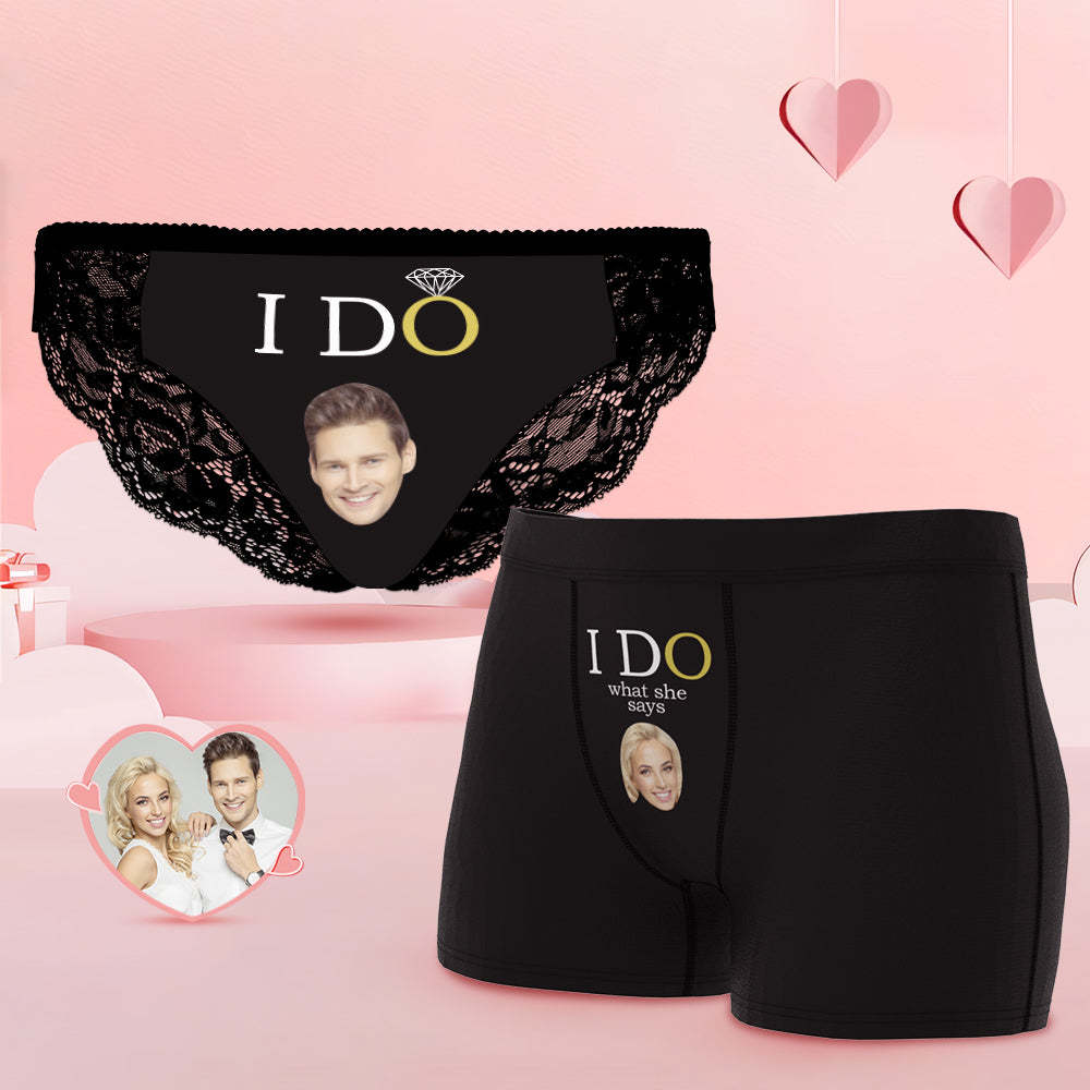 Custom Face Yes I Do Couple Underwear Personalized Underwear Valentine's Day Gift - MyFaceBoxer