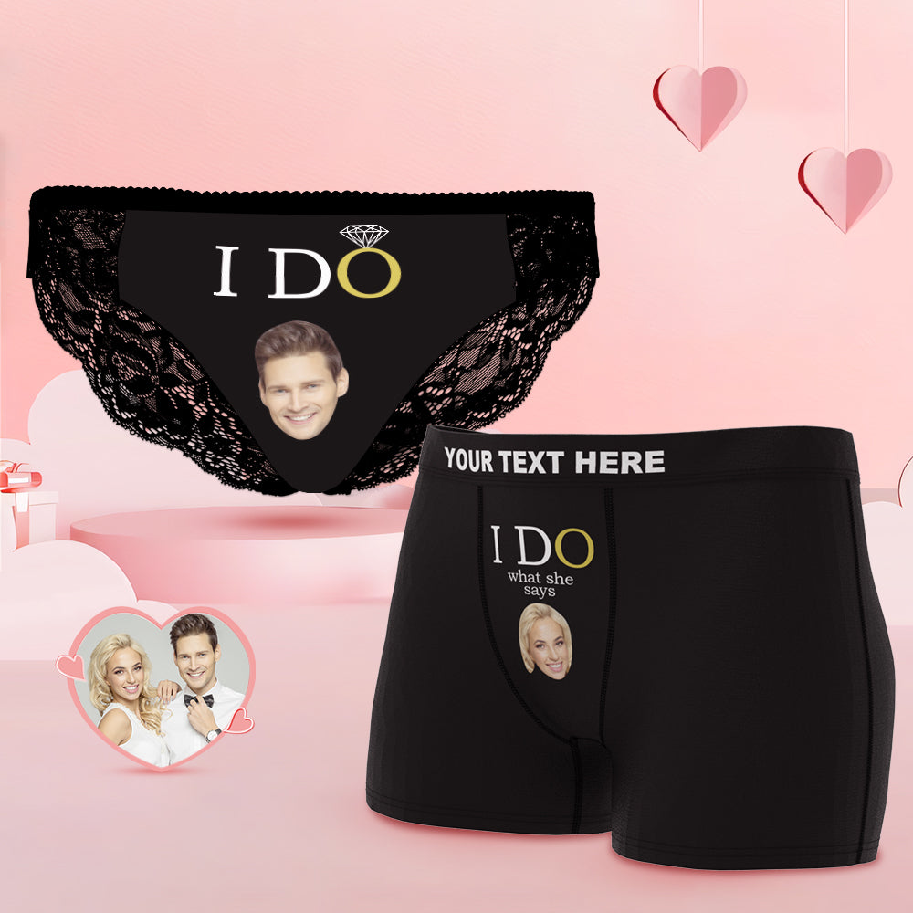 Custom Face Yes I Do Couple Underwear Personalized Underwear Valentine's Day Gift - MyFaceBoxer
