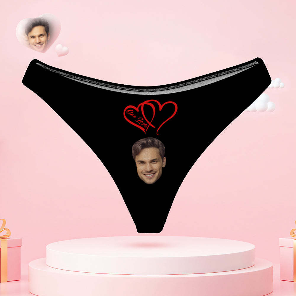 Custom Face Couple Underwear Two Hearts One Love Personalized Underwear Valentine's Day Gift - MyFaceBoxer