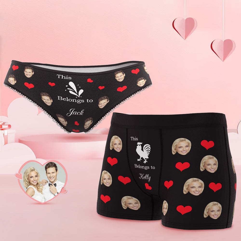 Custom Face You Belong to Me Couple Underwear Personalized Underwear Valentine's Day Gift - MyFaceBoxer