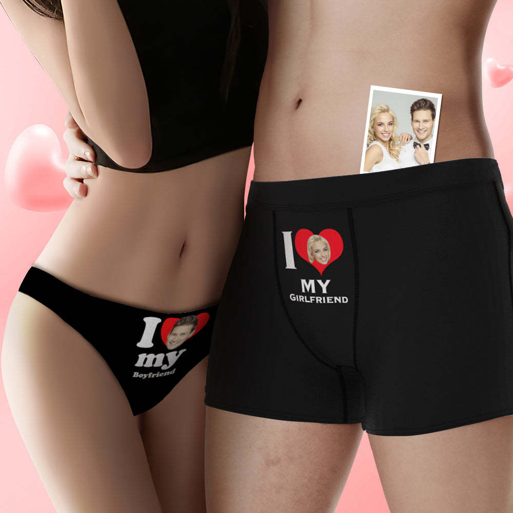 Custom Face Cute Love Couple Underwear Personalized Underwear Valentine's Day Gift - MyFaceBoxer