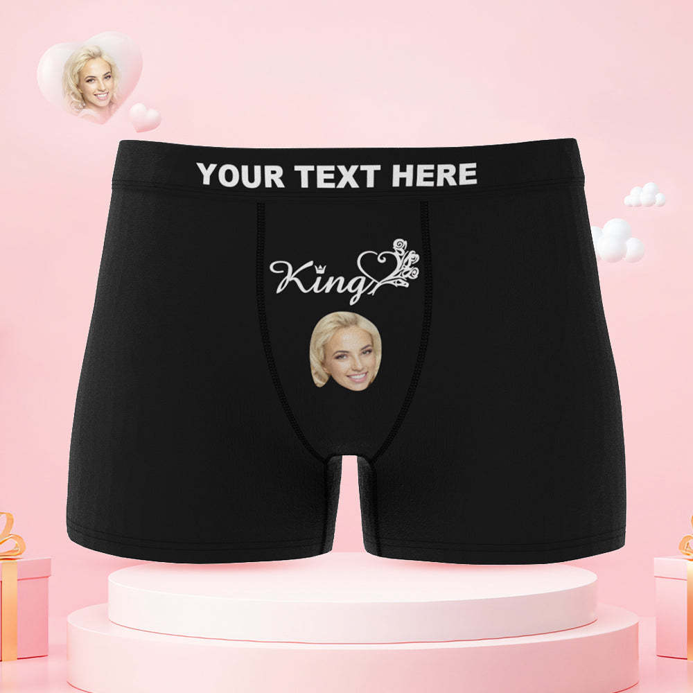 Custom Face King and Queen Couple Underwear Personalized Underwear Valentine's Day Gift - MyFaceBoxer