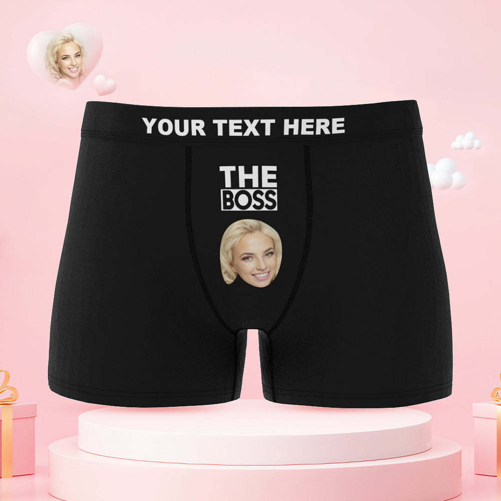 Custom Face Couple Underwear You are the Boss Personalized Underwear Valentine's Day Gift - MyFaceBoxer