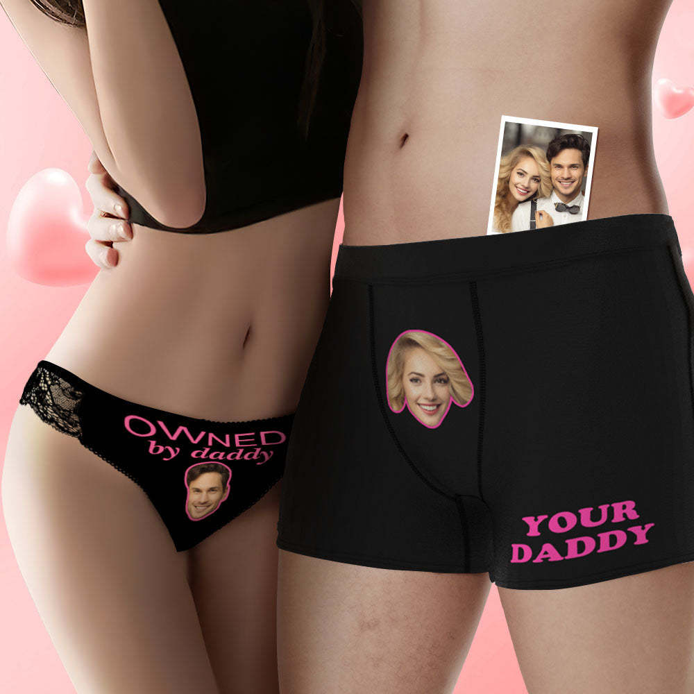 Custom Face Couple Underwear Yes Daddy Personalized Underwear Valentine's Day Gift - MyFaceBoxer