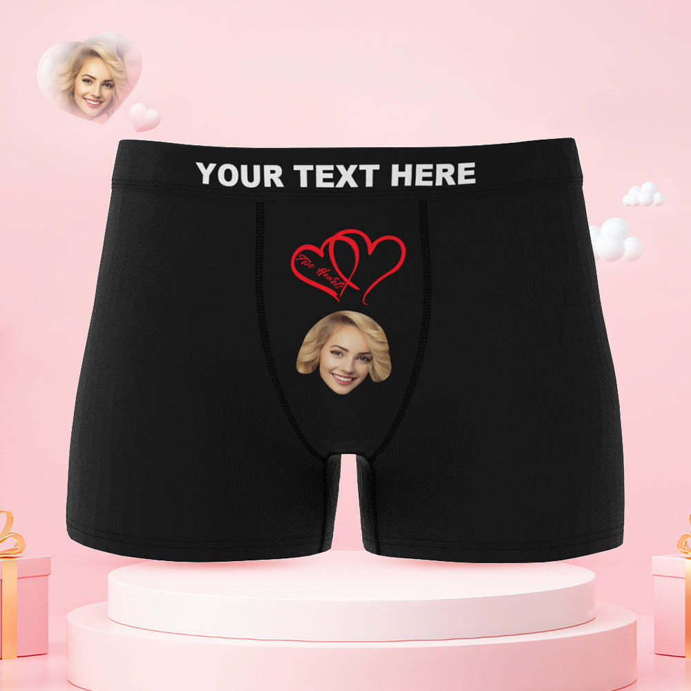 Custom Face Couple Underwear Two Hearts One Love Personalized Underwear Valentine's Day Gift - MyFaceBoxer
