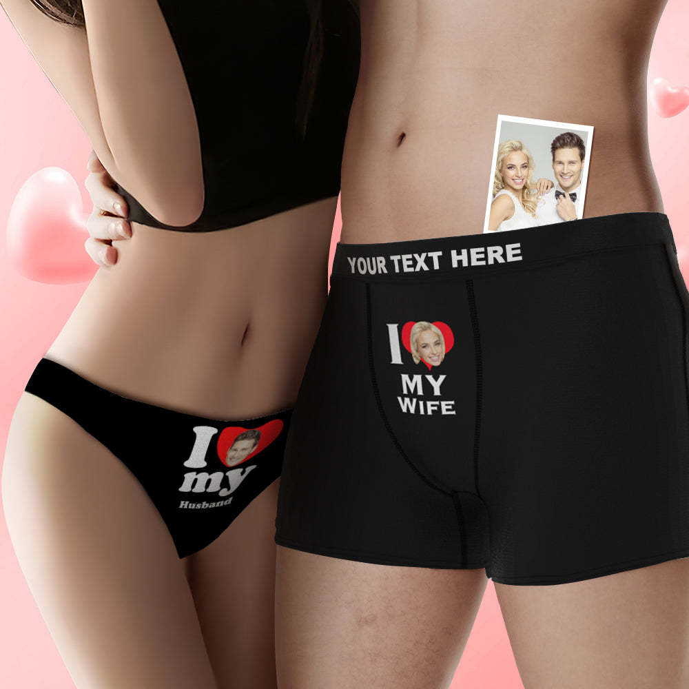 Custom Face Couple Underwear Love Heart Personalized Underwear Valentine's Day Gift - MyFaceBoxer