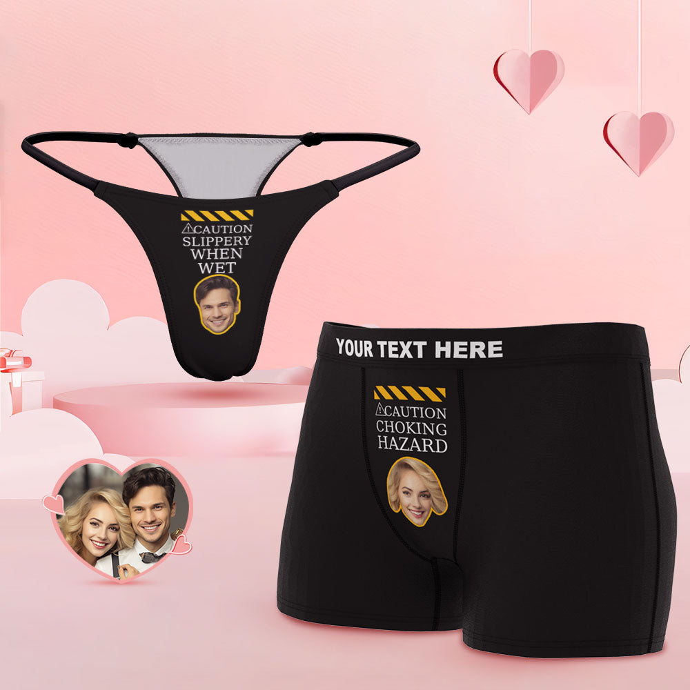 Custom Face Couple Underwear CHOKING HAZARD Personalized Underwear Valentine's Day Gift - MyFaceBoxer