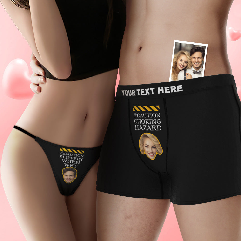 Custom Face Couple Underwear CHOKING HAZARD Personalized Underwear Valentine's Day Gift - MyFaceBoxer