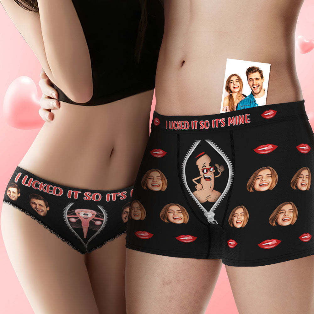 Custom Face Underwear Personalized Boxer Briefs and Panties I SUCKED IT SO IT'S MINE Valentine's Day Gifts for Couple - MyFaceBoxer