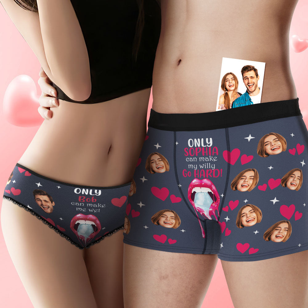 Custom Face Underwear Personalized Funny Couple Boxer Briefs and Panties Valentine's Day Gifts - MyFaceBoxer