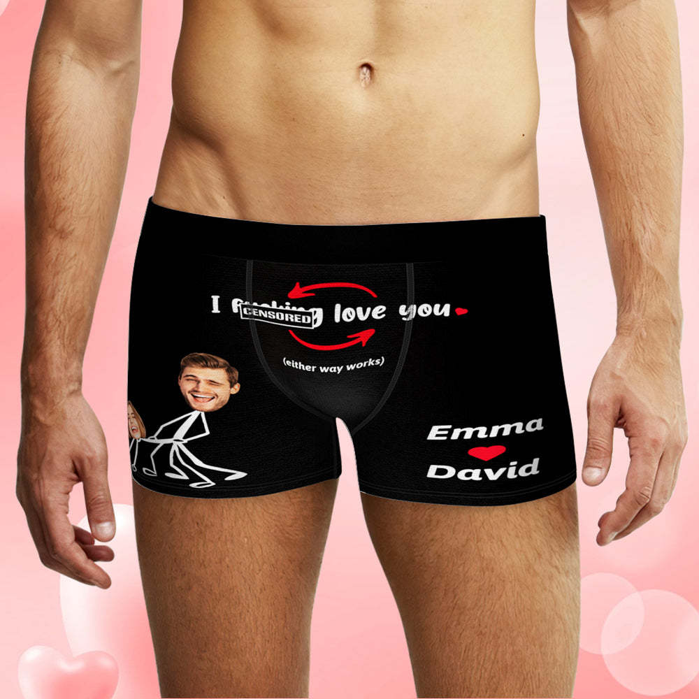 Custom Face Boxer Briefs Personalized Underwear I Love You Valentine's Day Gifts for Him - MyFaceBoxer