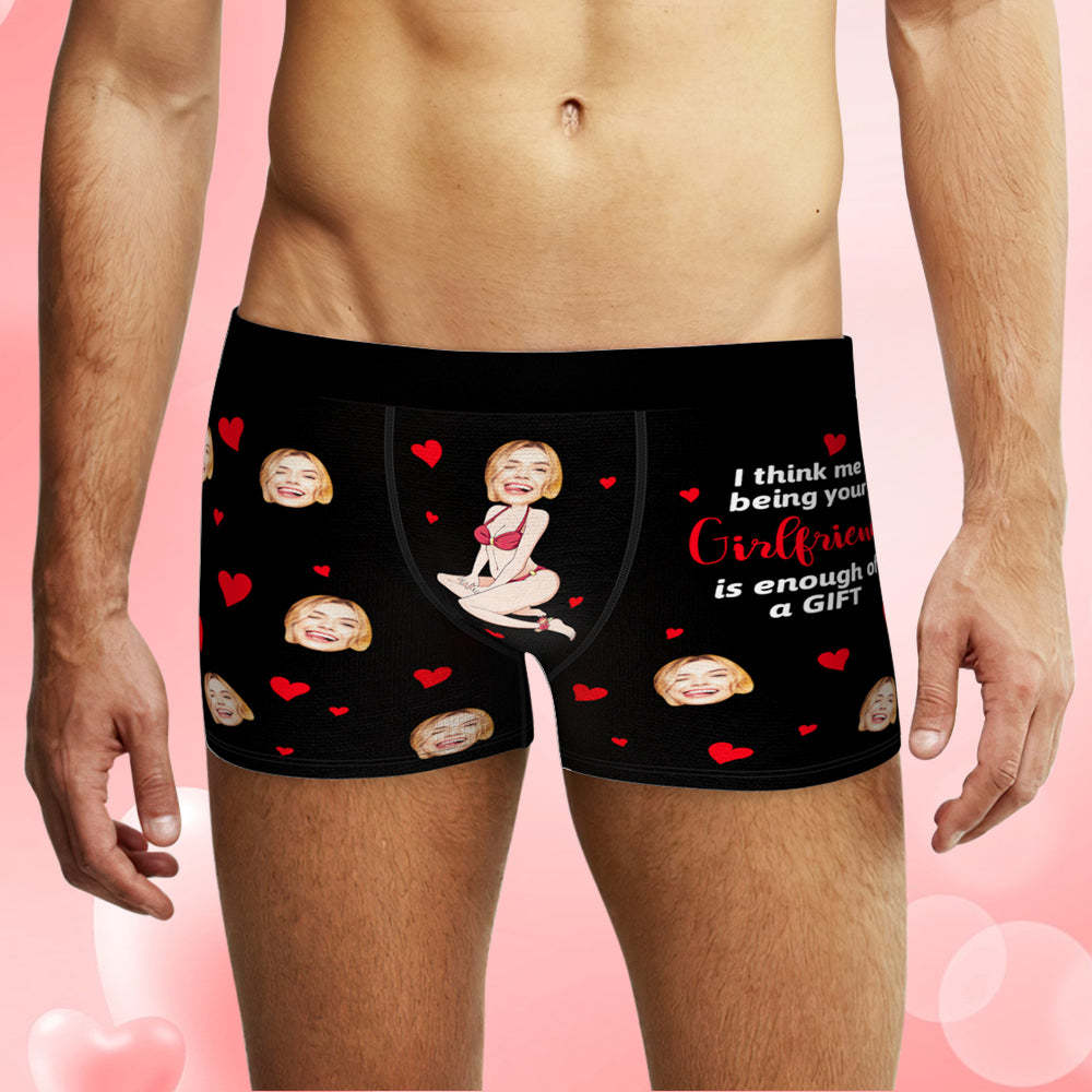 Custom Face Boxer Briefs Personalized Underwear Gift for Boyfriend Happy Valentine's Day - MyFaceBoxer