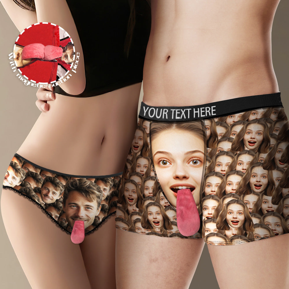 Custom Face Underwear Personalized Magnetic Tongue Underwear Face Mash Valentine's Gifts for Couple - MyFaceBoxer