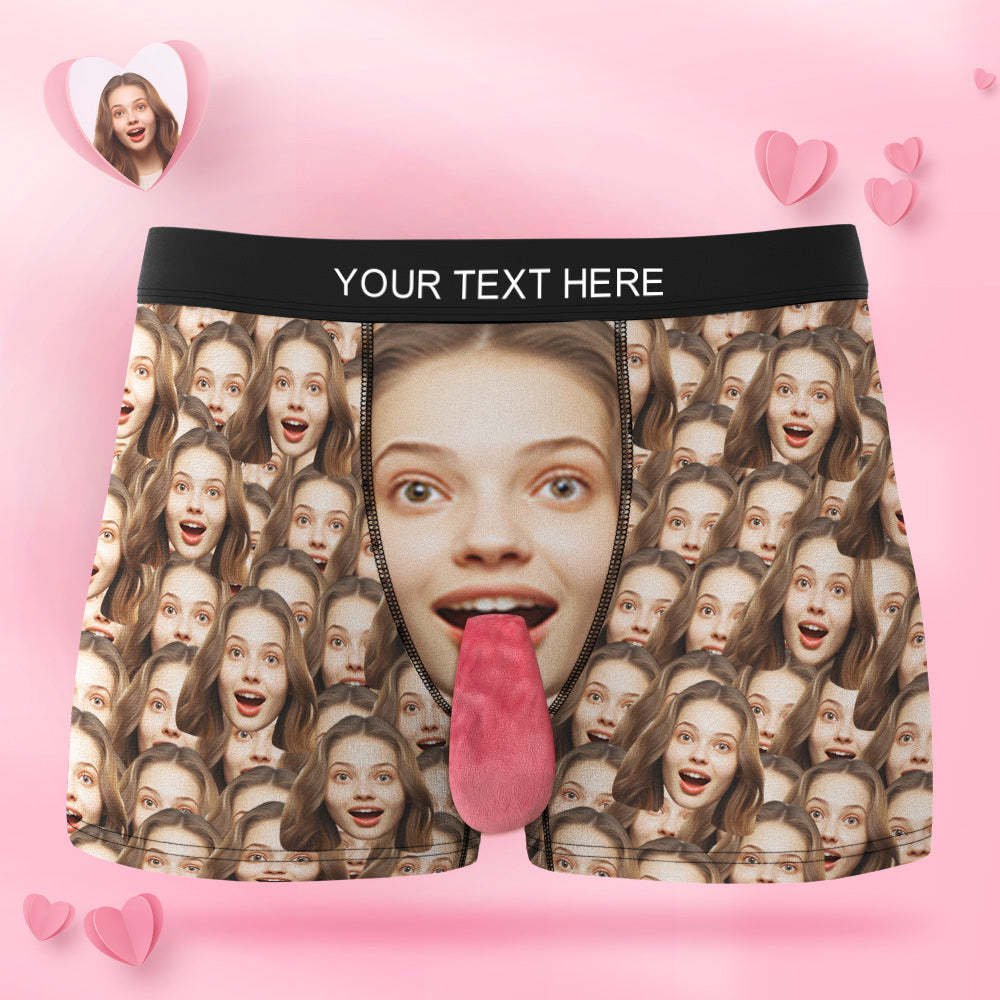Custom Face Underwear Personalized Magnetic Tongue Underwear Face Mash Valentine's Gifts for Couple - MyFaceBoxer