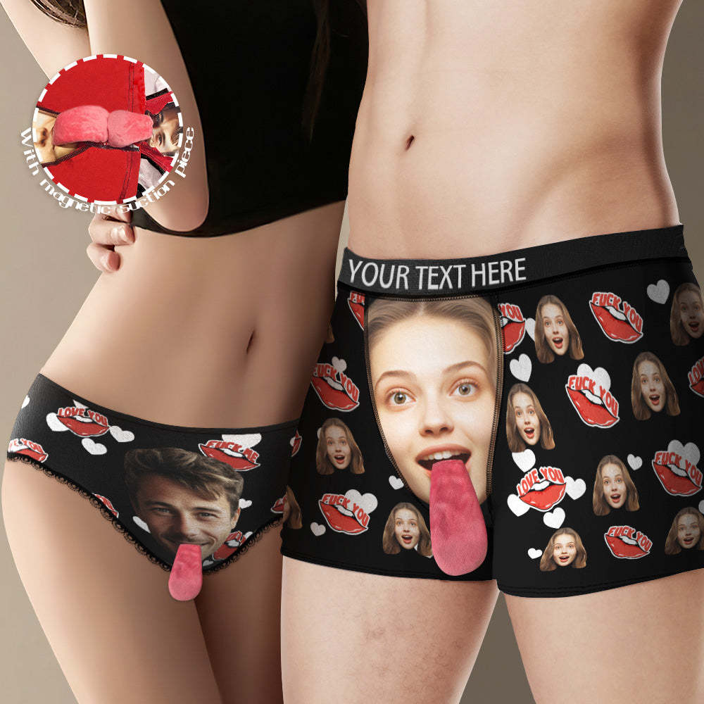 Custom Face Underwear Personalized Magnetic Tongue Underwear Love You Valentine's Gifts for Couple - MyFaceBoxer