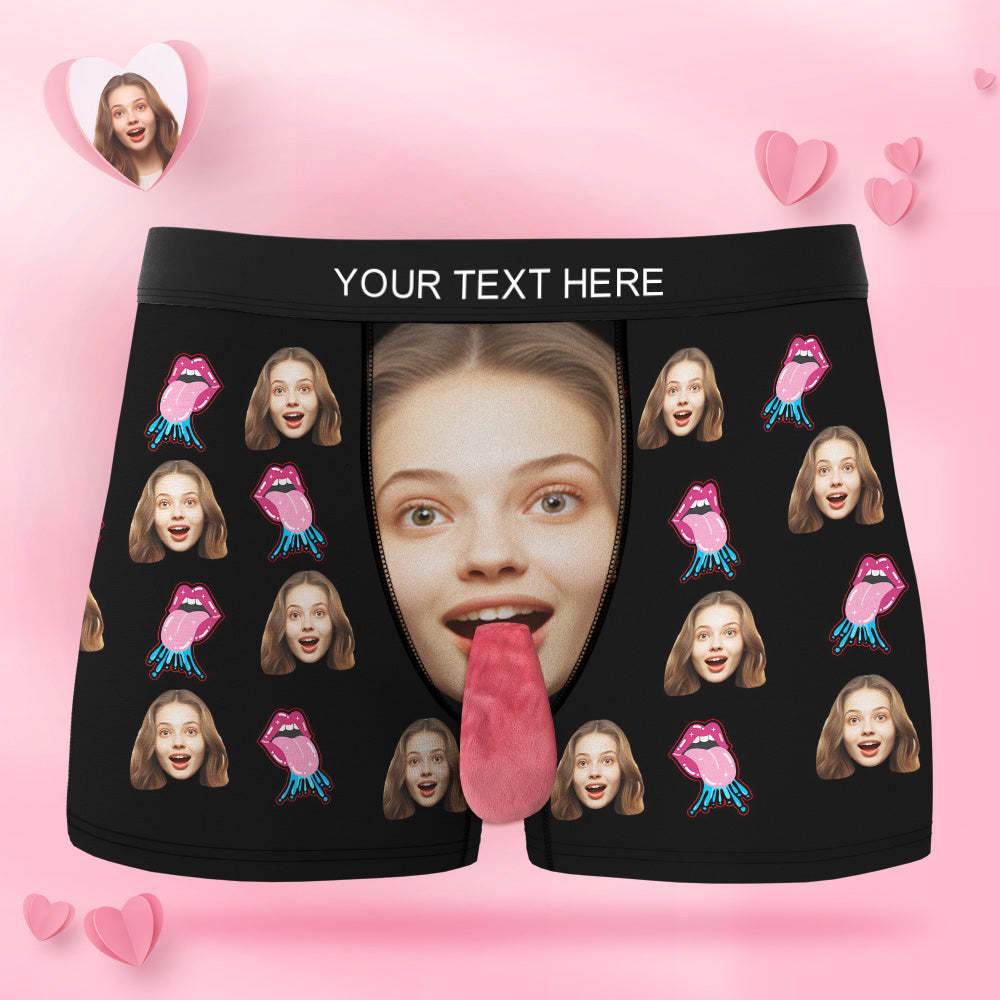 Custom Face Underwear Personalized Magnetic Tongue Underwear Sexy Lips Valentine's Day Gifts for Couple - MyFaceBoxer
