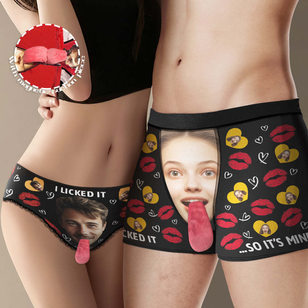 Custom Face Underwear Personalized Magnetic Tongue Underwear Valentine's Gifts for Couple - MyFaceBoxer