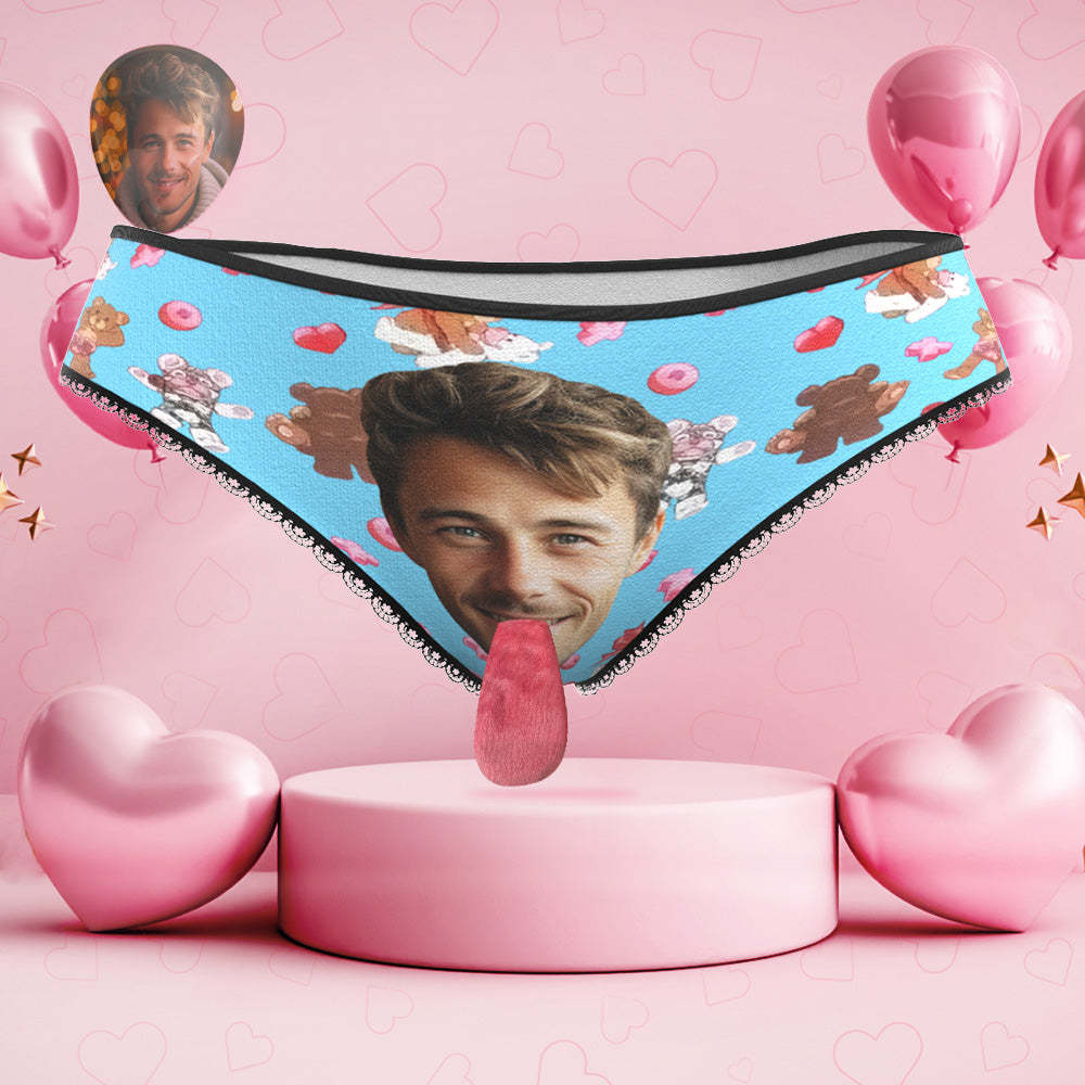 Custom Face Underwear Personalized Magnetic Tongue Underwear Love Bear Valentine's Gifts for Couple - MyFaceBoxer