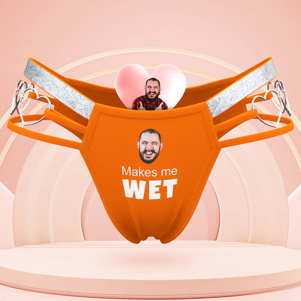 Custom Face Glitter Tape Cut Out Ring Panty Personalized Makes Me Wet Thong Valentine's Day Gift - MyFaceBoxer