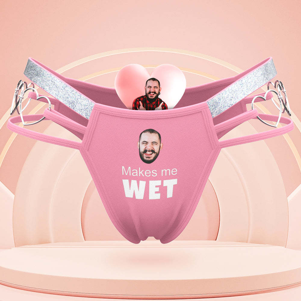 Custom Face Glitter Tape Cut Out Ring Panty Personalized Makes Me Wet Thong Valentine's Day Gift - MyFaceBoxer