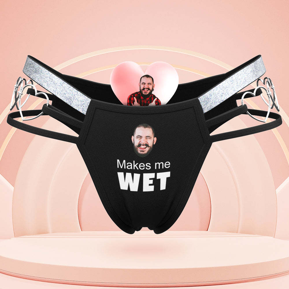 Custom Face Glitter Tape Cut Out Ring Panty Personalized Makes Me Wet Thong Valentine's Day Gift - MyFaceBoxer