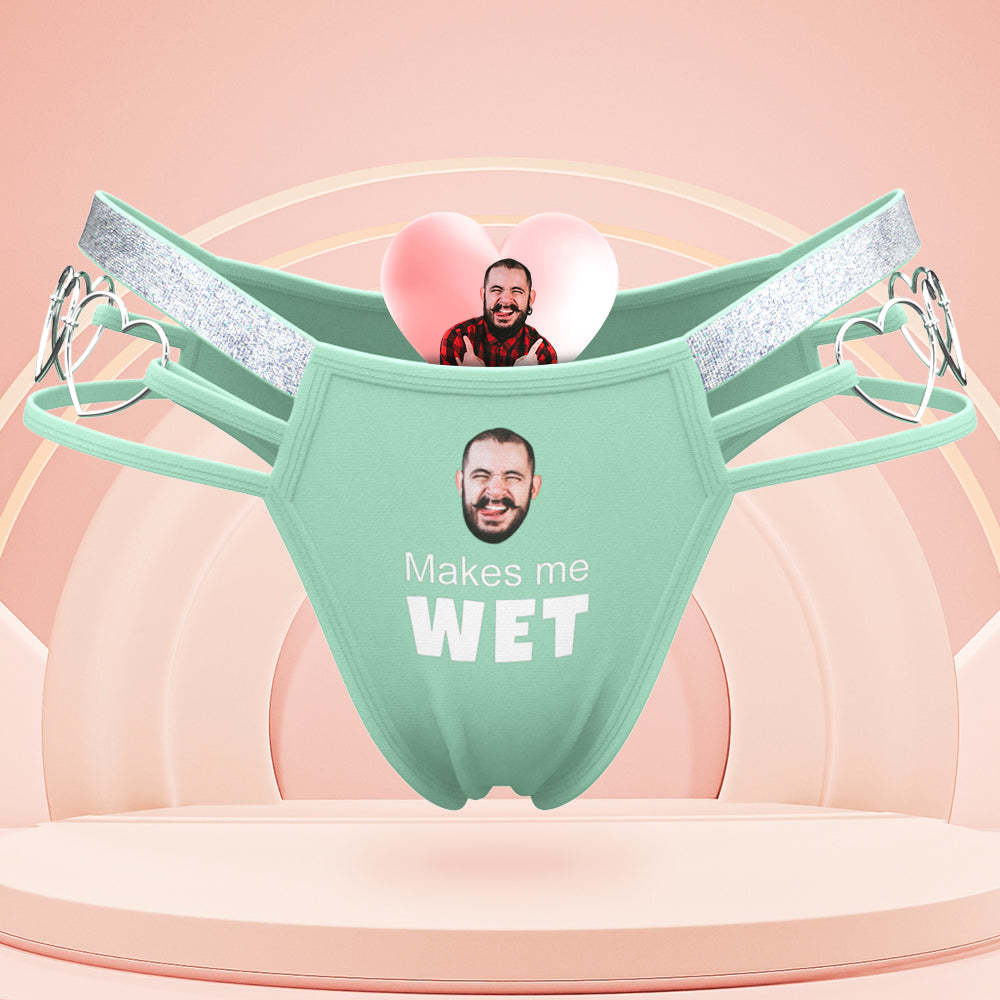 Custom Face Glitter Tape Cut Out Ring Panty Personalized Makes Me Wet Thong Valentine's Day Gift - MyFaceBoxer
