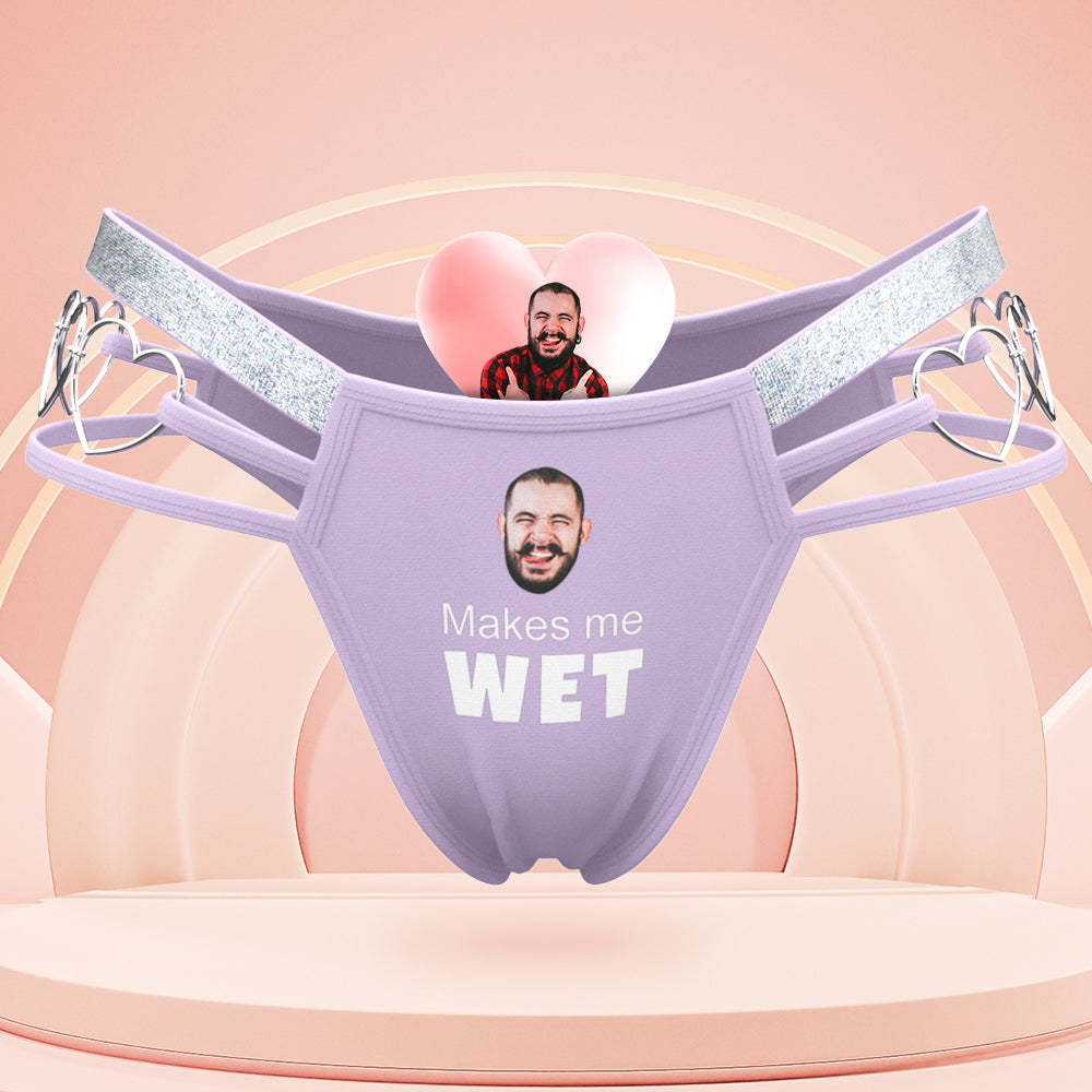 Custom Face Glitter Tape Cut Out Ring Panty Personalized Makes Me Wet Thong Valentine's Day Gift - MyFaceBoxer