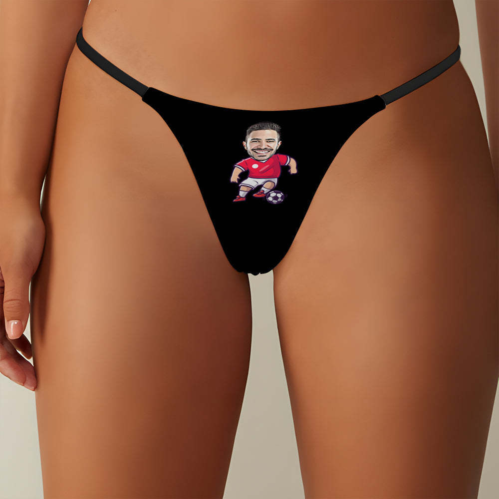 Custom Face Women's Tanga Soccer Player Women's Thong - MyFaceBoxer