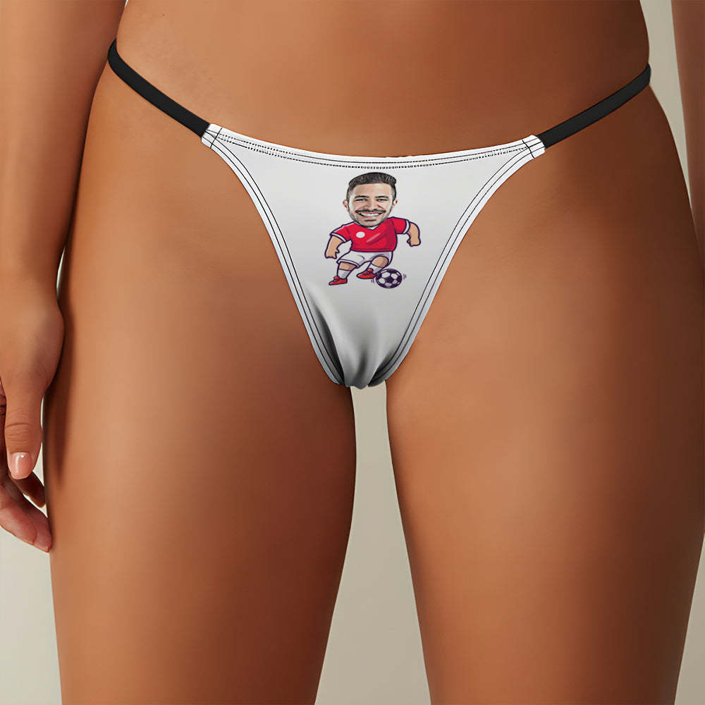 Custom Face Women's Tanga Soccer Player Women's Thong - MyFaceBoxer