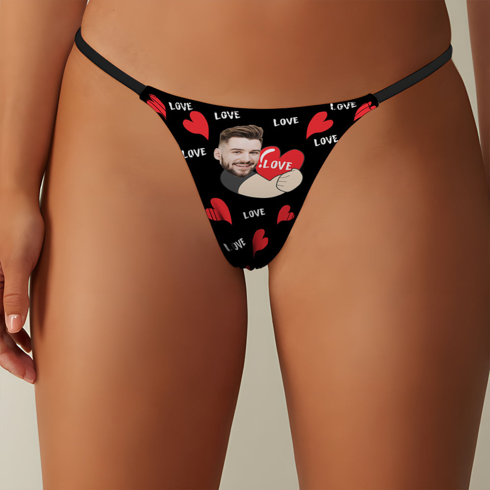 Custom Face Women's Tanga Love Heart Women's Thong - MyFaceBoxer