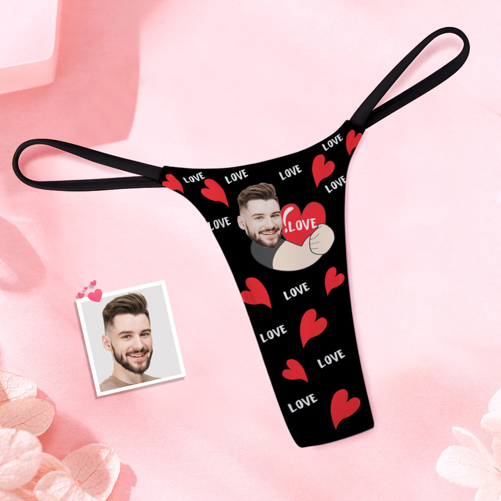Custom Face Women's Tanga Love Heart Women's Thong - MyFaceBoxer