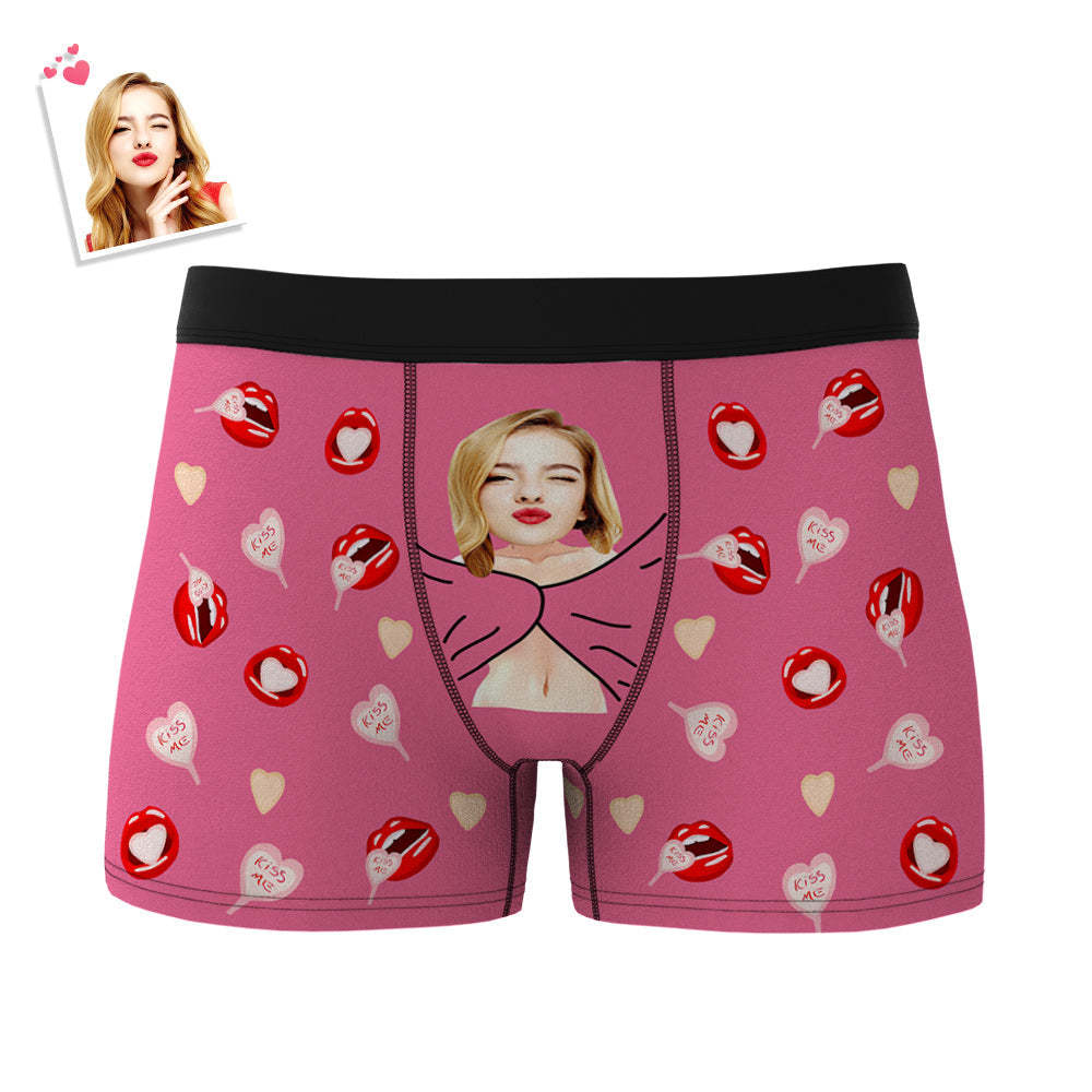 Custom Men's Photo Boxers Lip Print Personalized Gifts For Him - MyFaceBoxer