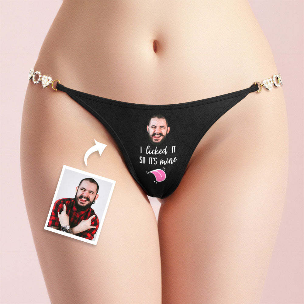 Custom Face Chain Linked Solid Panty Personalized I Licked It Thong Valentine's Day Gift - MyFaceBoxer