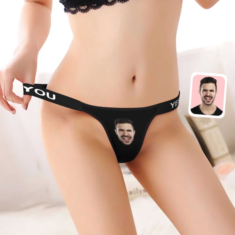 Custom Face Panties for Women Personalized Waistband Engraved Thong Valentine's Day Gift - MyFaceBoxer