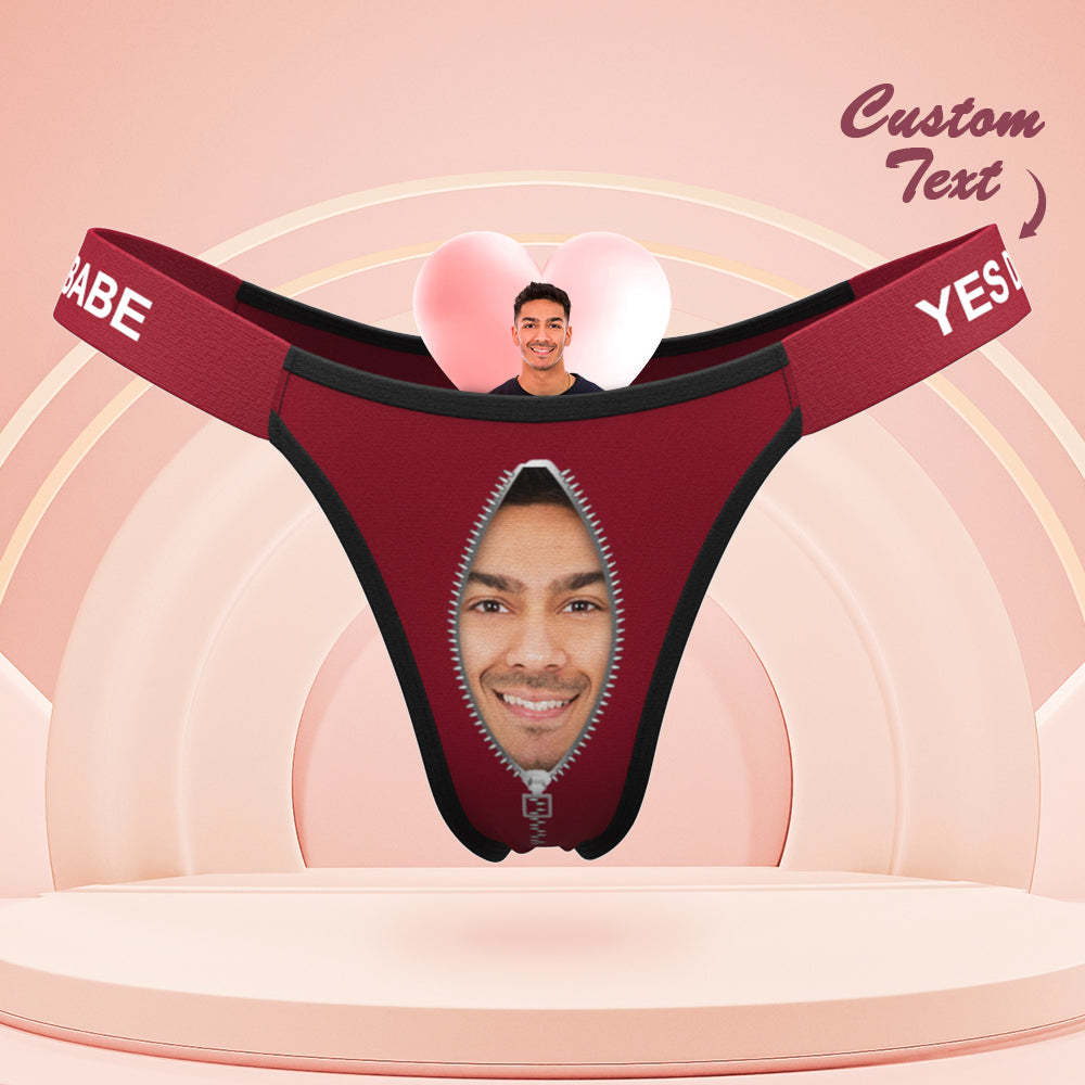 Custom Boyfriend Face Panties Personalized Waistband Engraved Thong Gift for Her - MyFaceBoxer