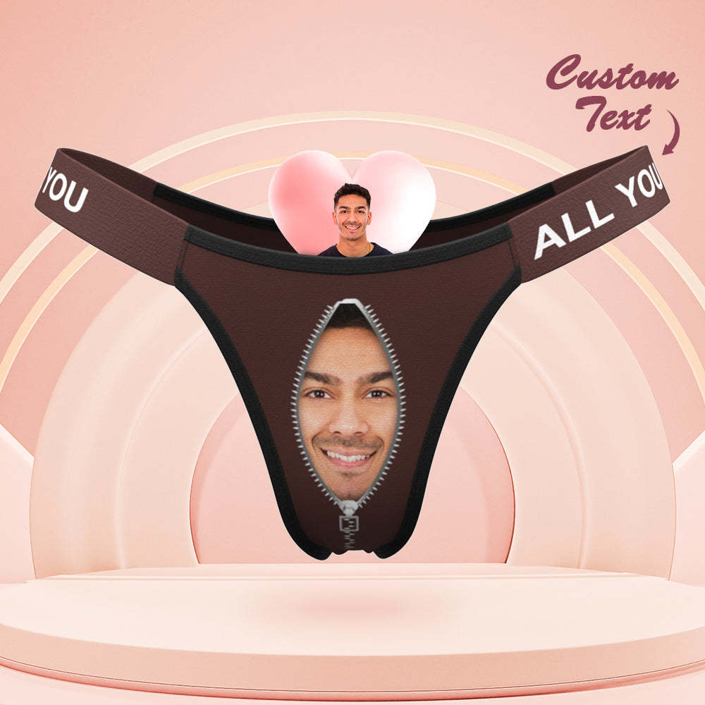 Custom Boyfriend Face Panties Personalized Waistband Engraved Thong Gift for Her - MyFaceBoxer