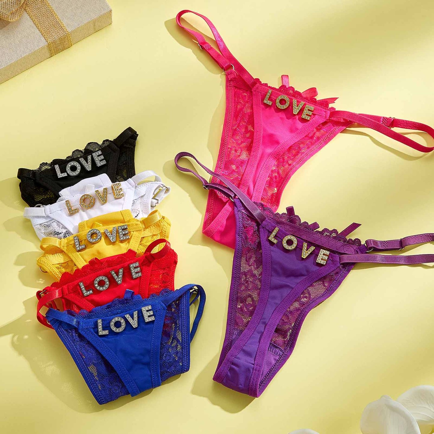 Custom Rhinestone Alphabet Thong Panties Butterfly-themed sensual - MyFaceBoxer