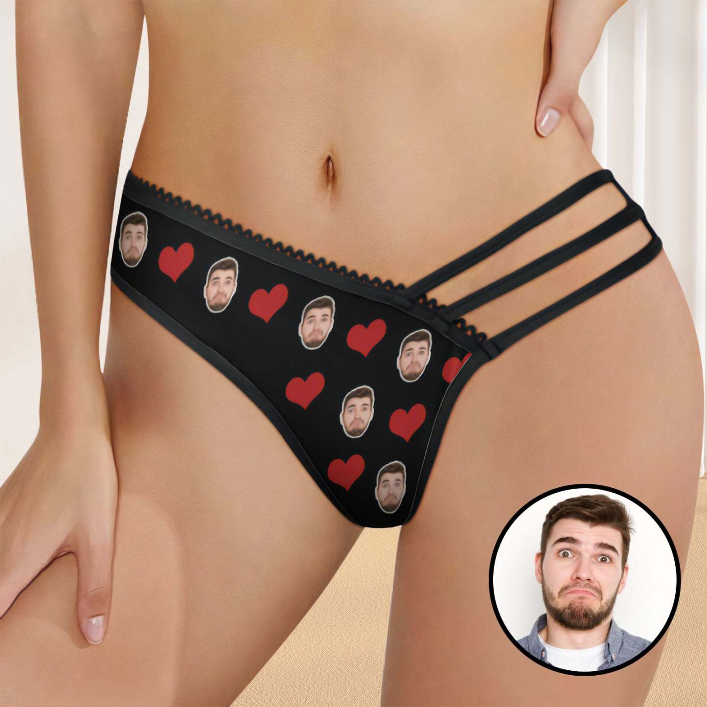 Custom Face Panties Mesh Thin Strap Sexy Panties for Her - MyFaceBoxer