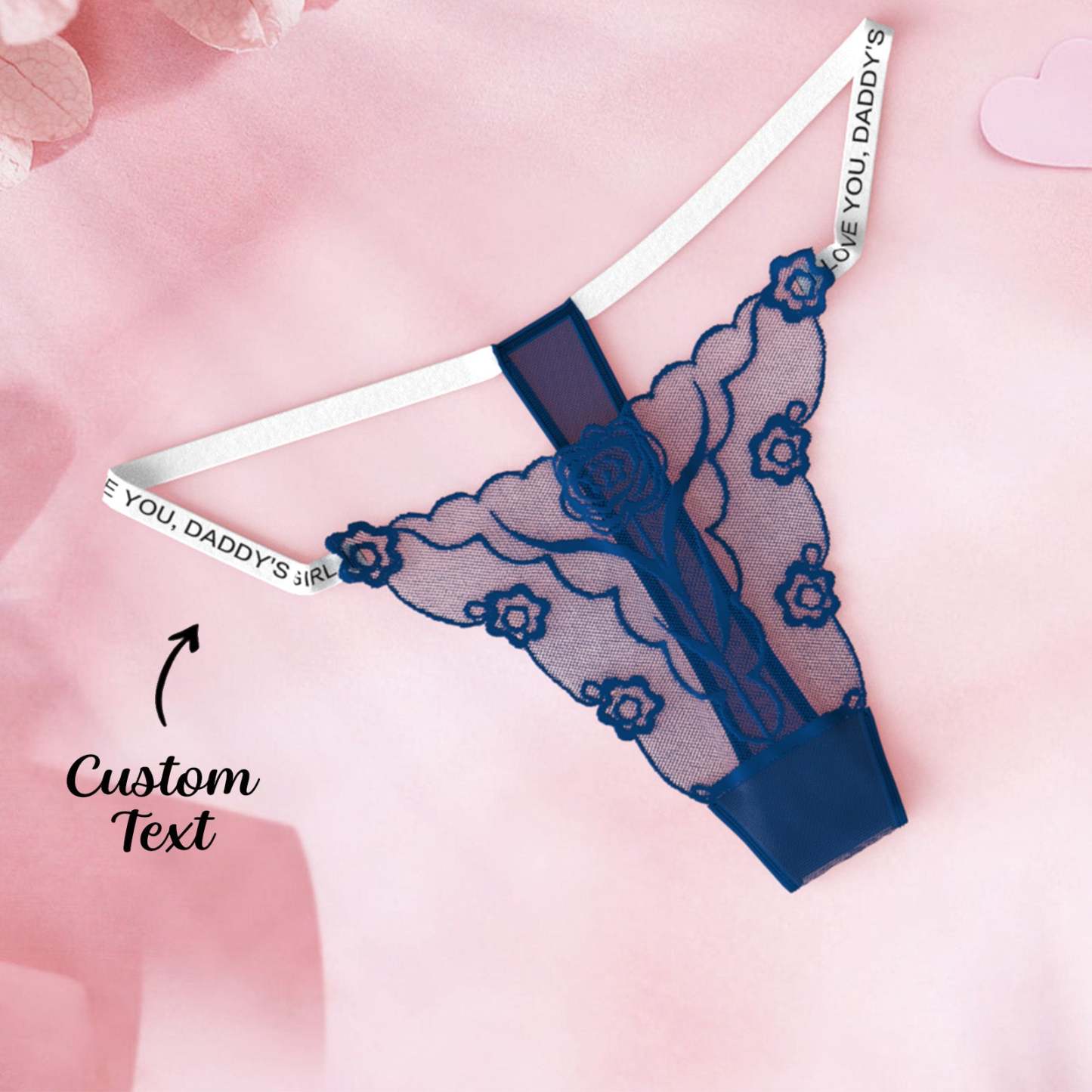 Custom Text Tape Embroidered Flower Mesh Panty for Women - MyFaceBoxer