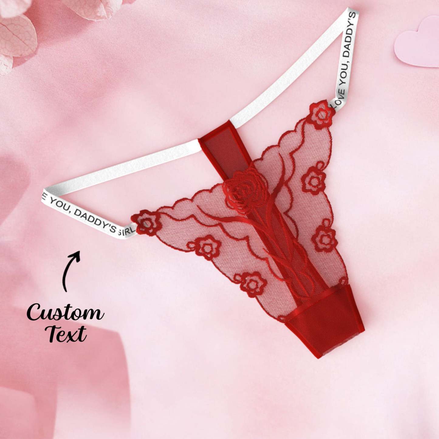Custom Text Tape Embroidered Flower Mesh Panty for Women - MyFaceBoxer