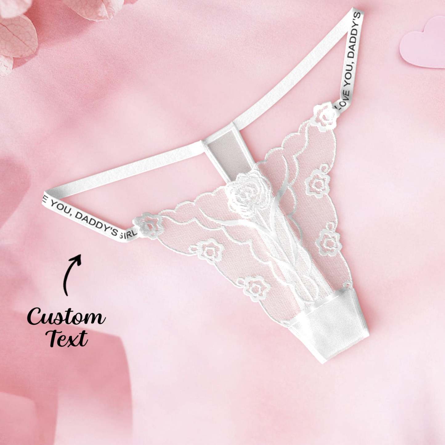 Custom Text Tape Embroidered Flower Mesh Panty for Women - MyFaceBoxer