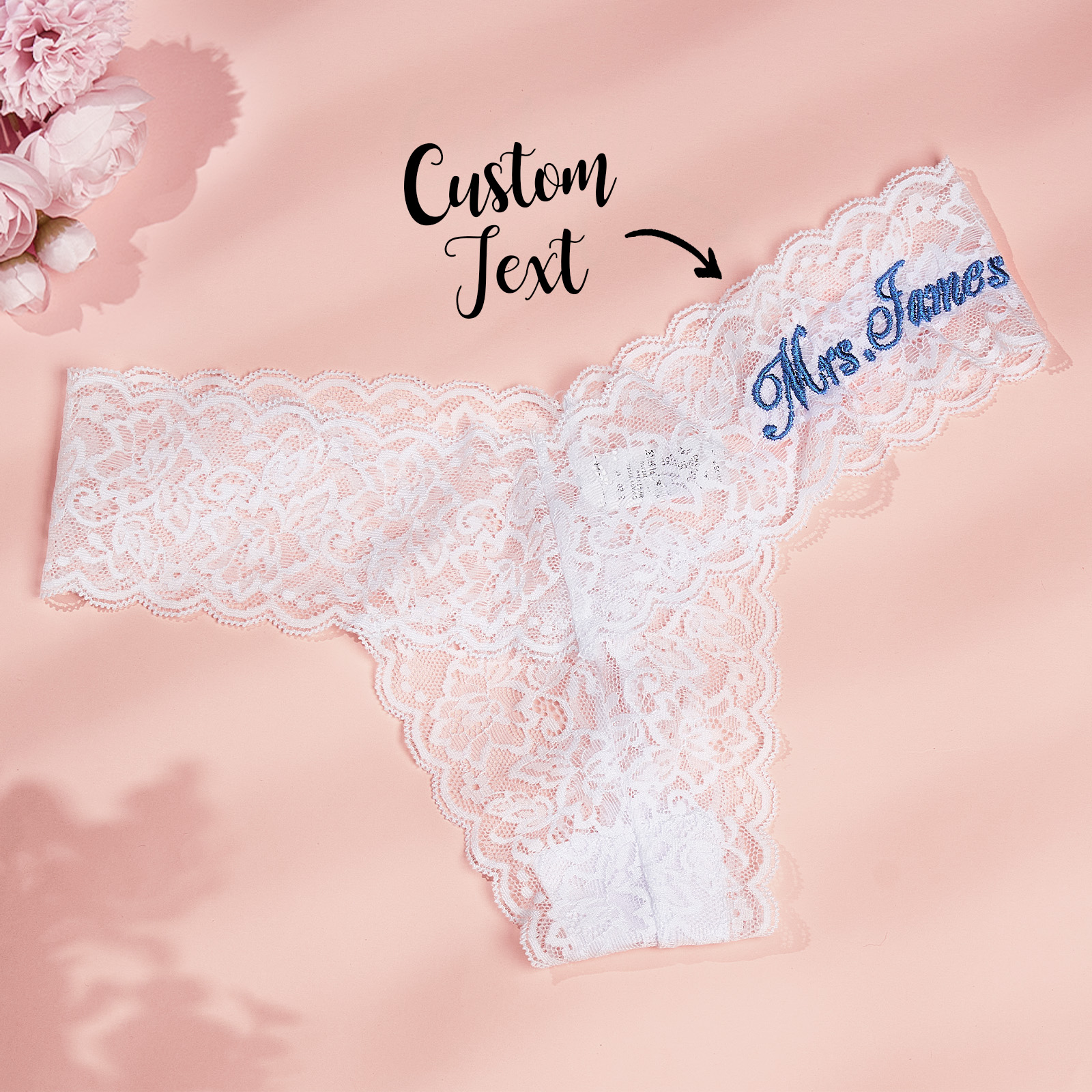 Personalized Mrs. Underwear, Coconut White, Off White Bridal Lingerie, Bride Panties Honeymoon Thong, Gift for the Groom, Bachelorette Party