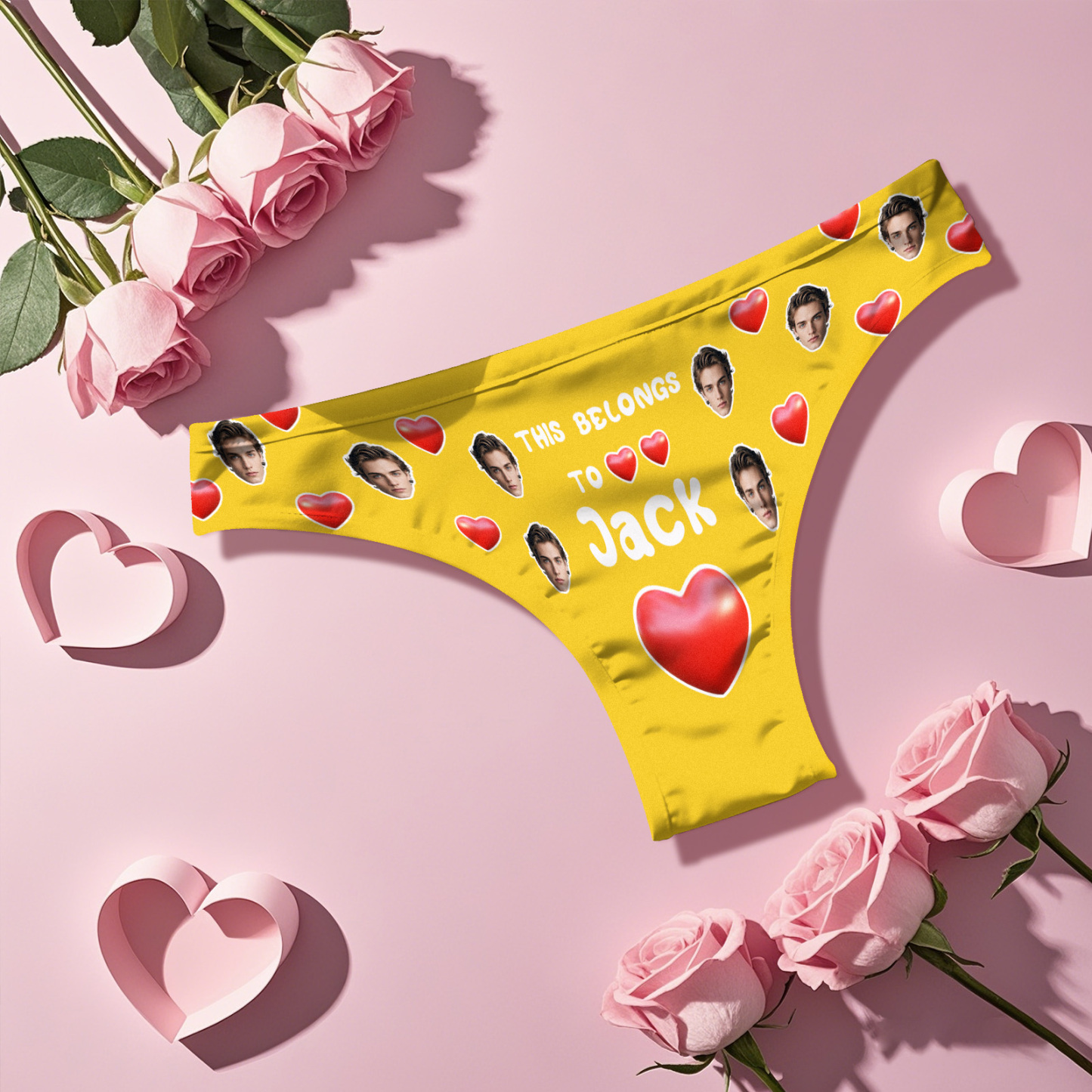 Custom Boyfriend Face Thong Personalized Photo & Name Belongs to You Panties Valentine's Gift For Her - MyFaceBoxer