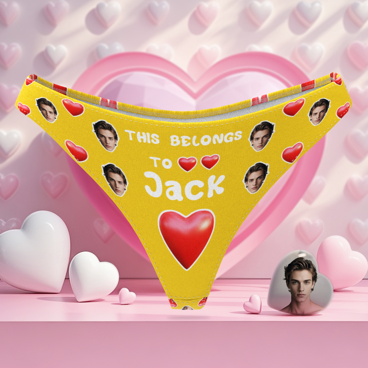 Custom Boyfriend Face Thong Personalized Photo & Name Belongs to You Panties Valentine's Gift For Her - MyFaceBoxer