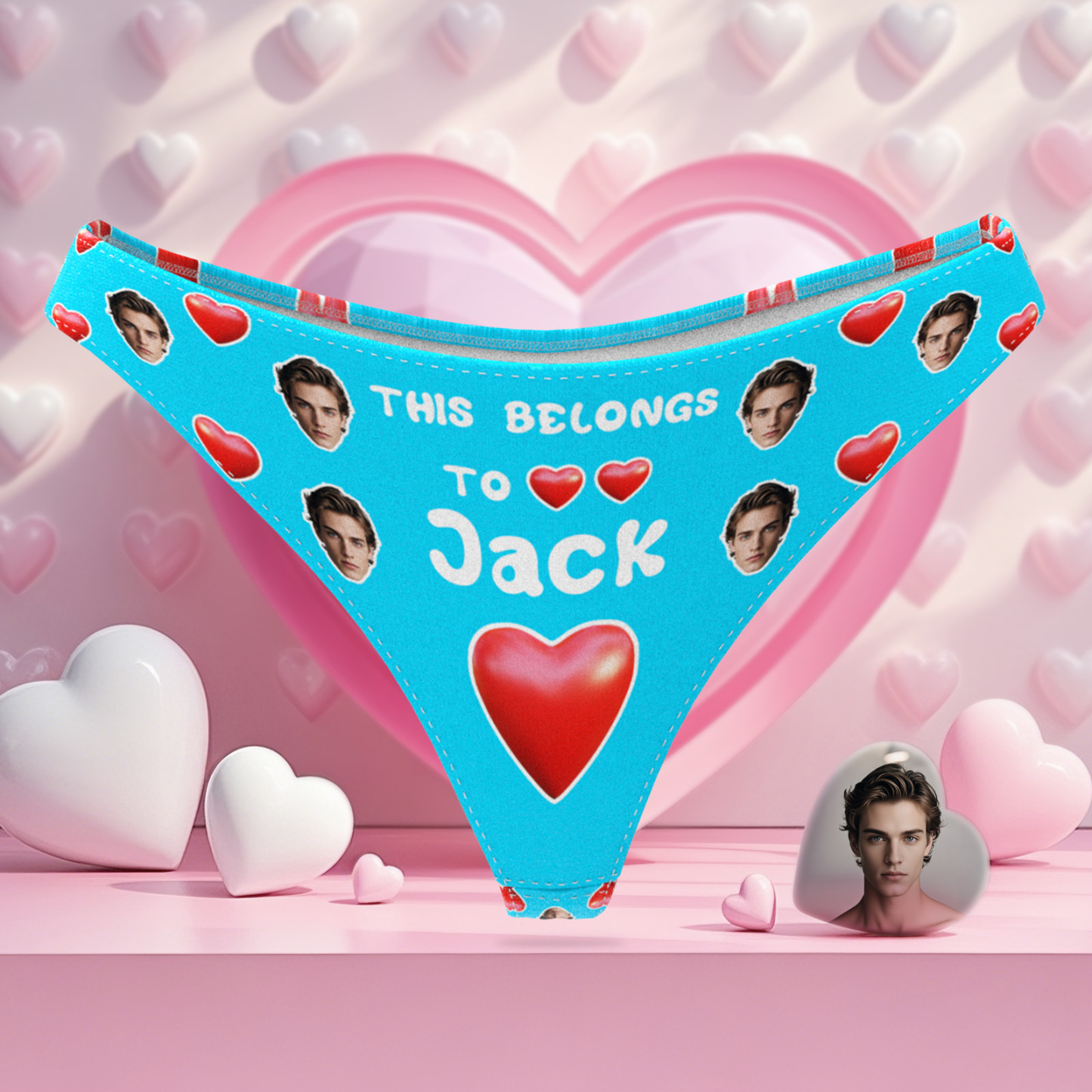 Custom Boyfriend Face Thong Personalized Photo & Name Belongs to You Panties Valentine's Gift For Her - MyFaceBoxer