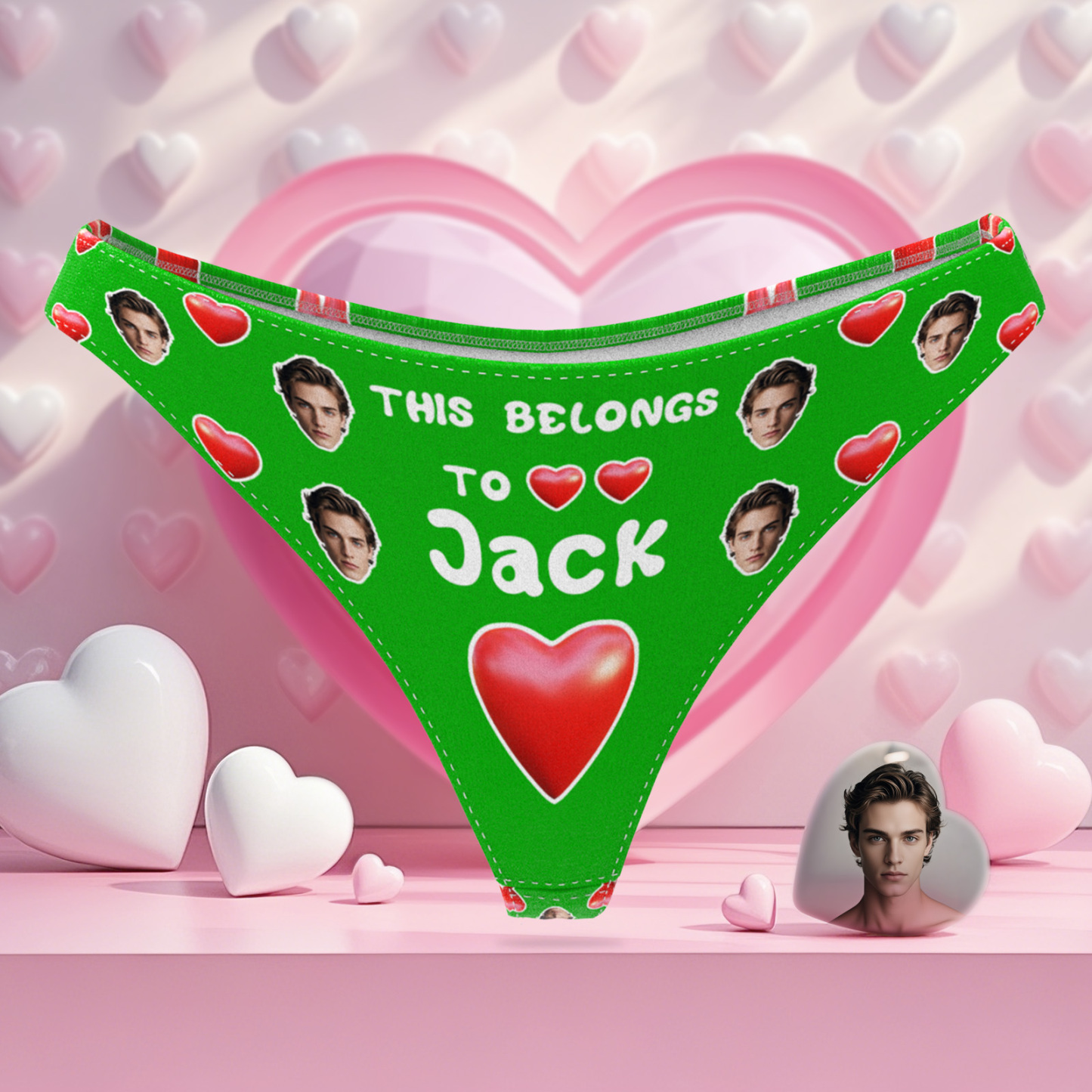 Custom Boyfriend Face Thong Personalized Photo & Name Belongs to You Panties Valentine's Gift For Her - MyFaceBoxer