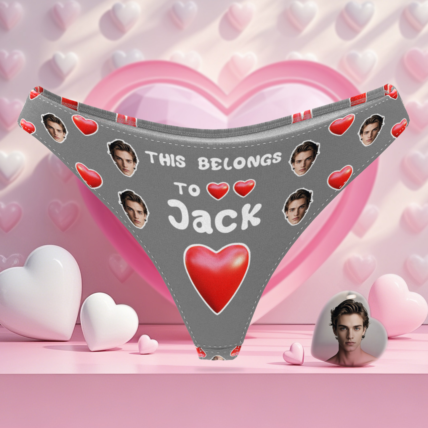 Custom Boyfriend Face Thong Personalized Photo & Name Belongs to You Panties Valentine's Gift For Her - MyFaceBoxer