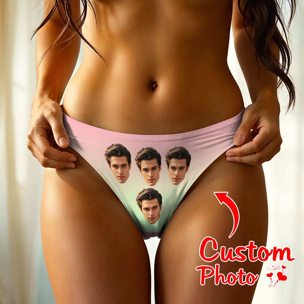 Custom Big Face Thong Personalized Photo Panties Valentine's Gift For Her - MyFaceBoxer